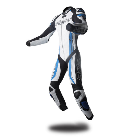Bela Rocket Lady Mix Kangaroo - Traje de carreras confeccionado en cuero para motocicleta de 1 pieza Blanco / Negro / Azul
