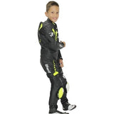 Bela Rollover - Combinaison de moto en cuir pour enfants Noir/Jaune Fluorescent