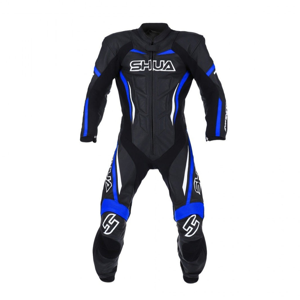 Shua Infinity Combinaison moto homme en cuir Noir/Bleu, Roady Sport
